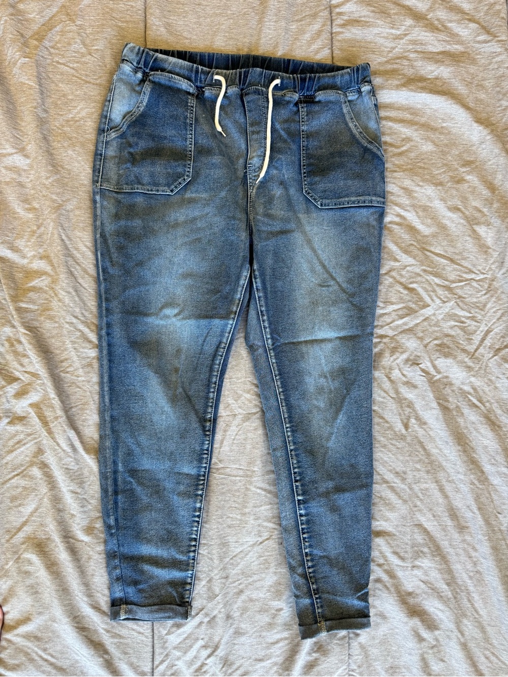 SHEIN Women's Medium Blue Slim Denim Jogger with Drawstring